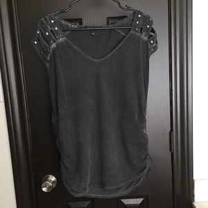 Long distressed gray top